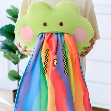 2-in-1 Cute Frog Stuffed Hugging Pillow with Flannel Blanket